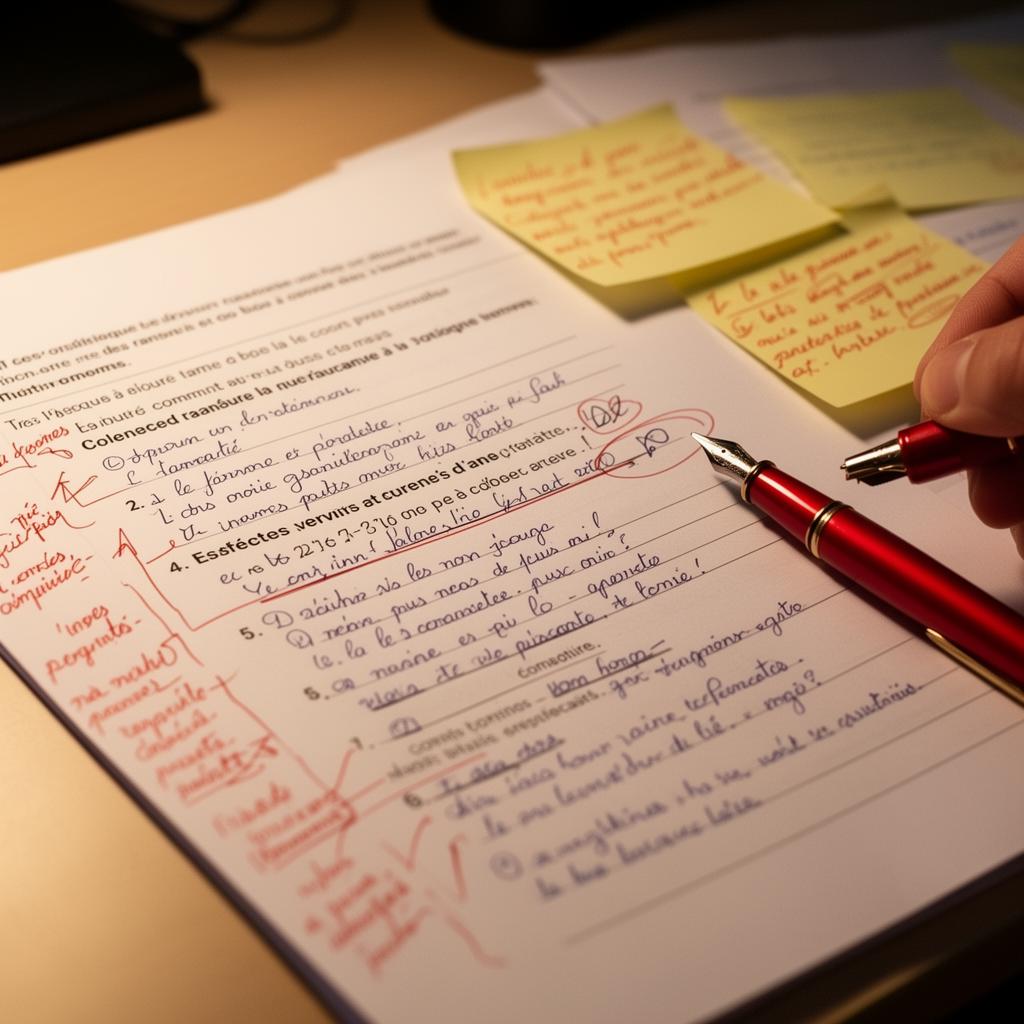 Examen blanc corrigé à la main par un professeur