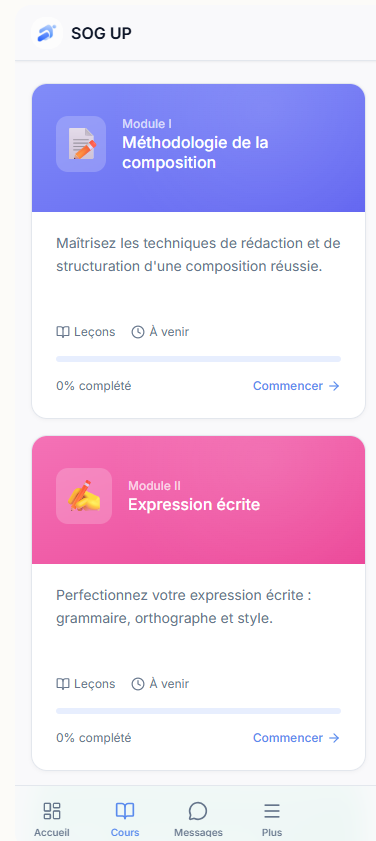 Préparation physique SogUp sur iPhone
